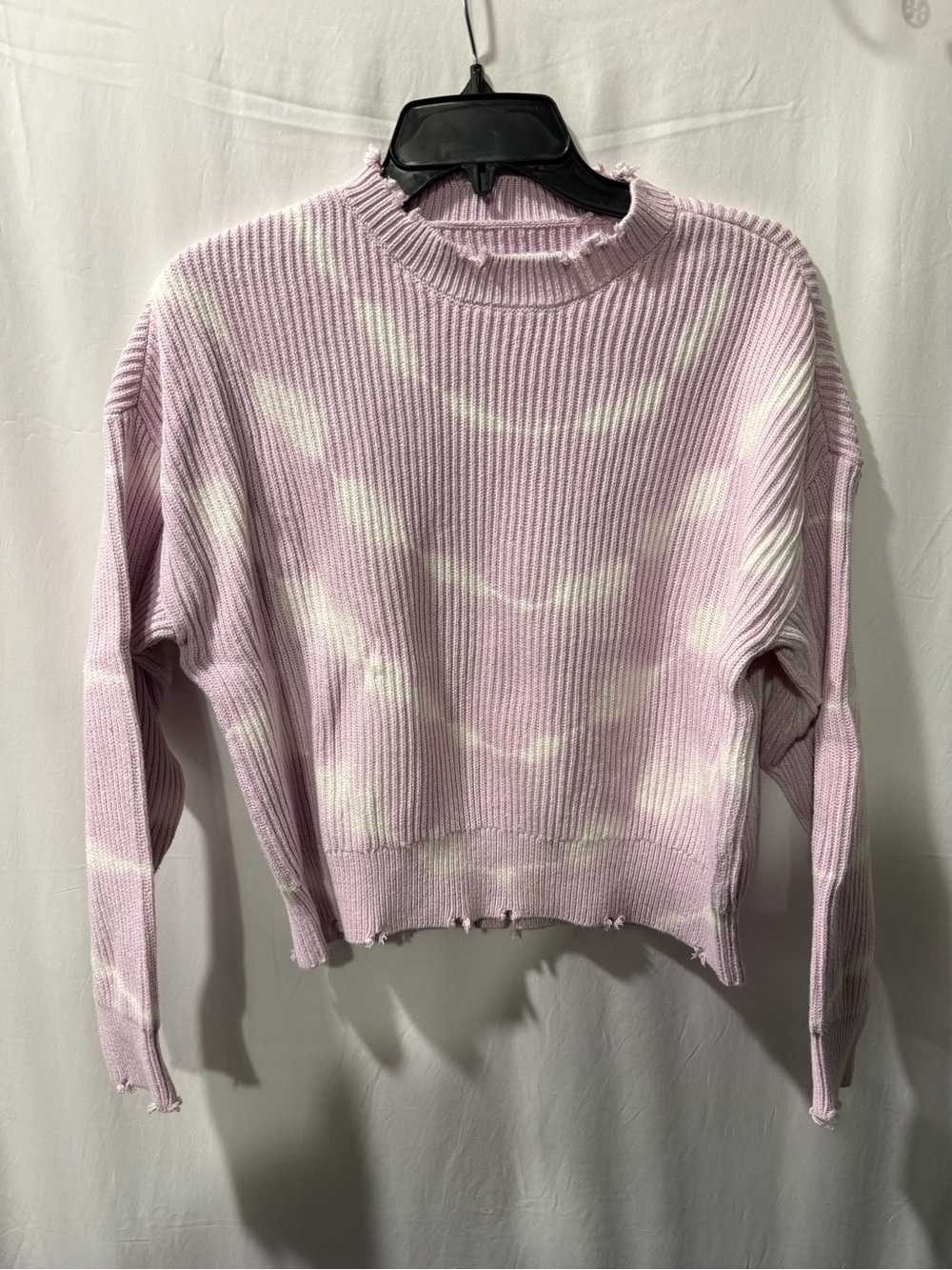 pistola Lavender and White Ribbed Tie-Dye Crewneck Sweater